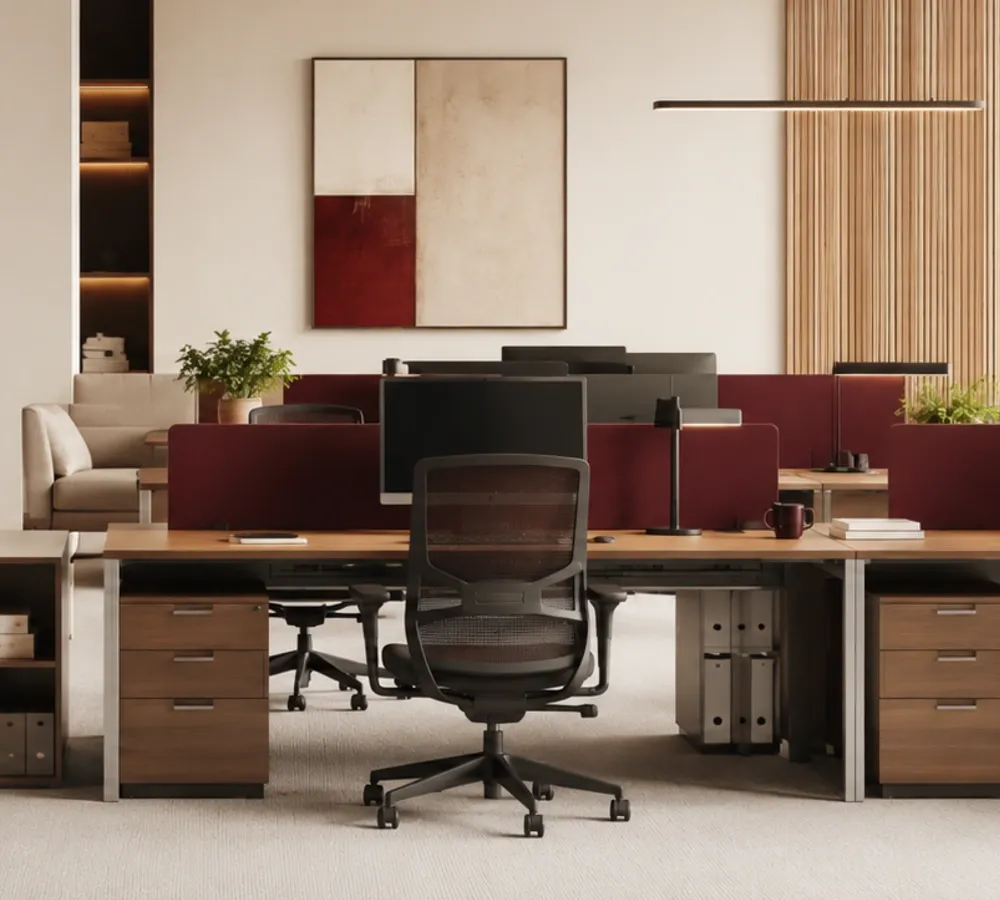 A complete office fit-out with a boardroom table