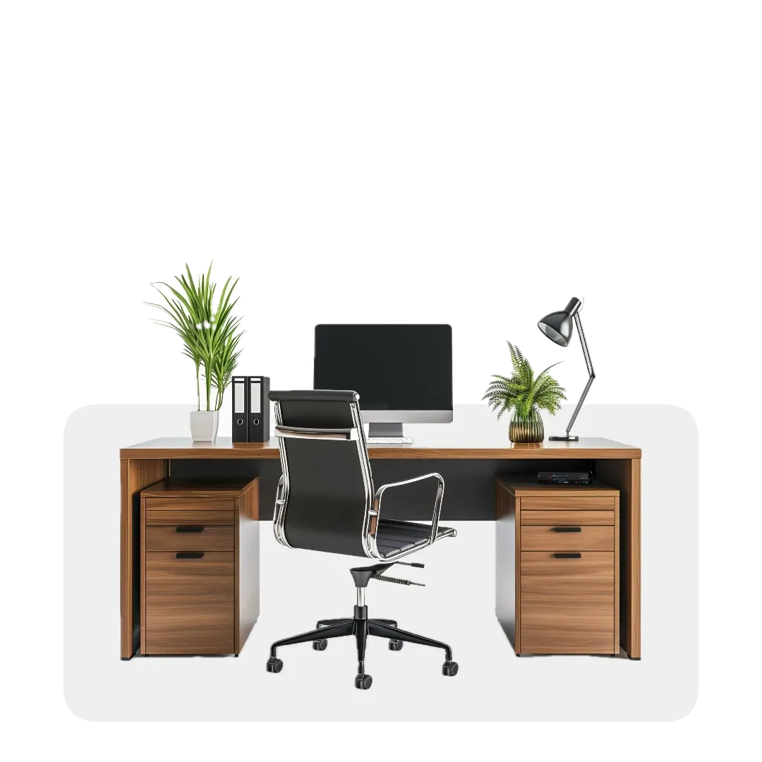 Office workstations with storage units and cabinets